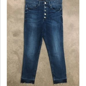 Cropped stretch high rise jeans